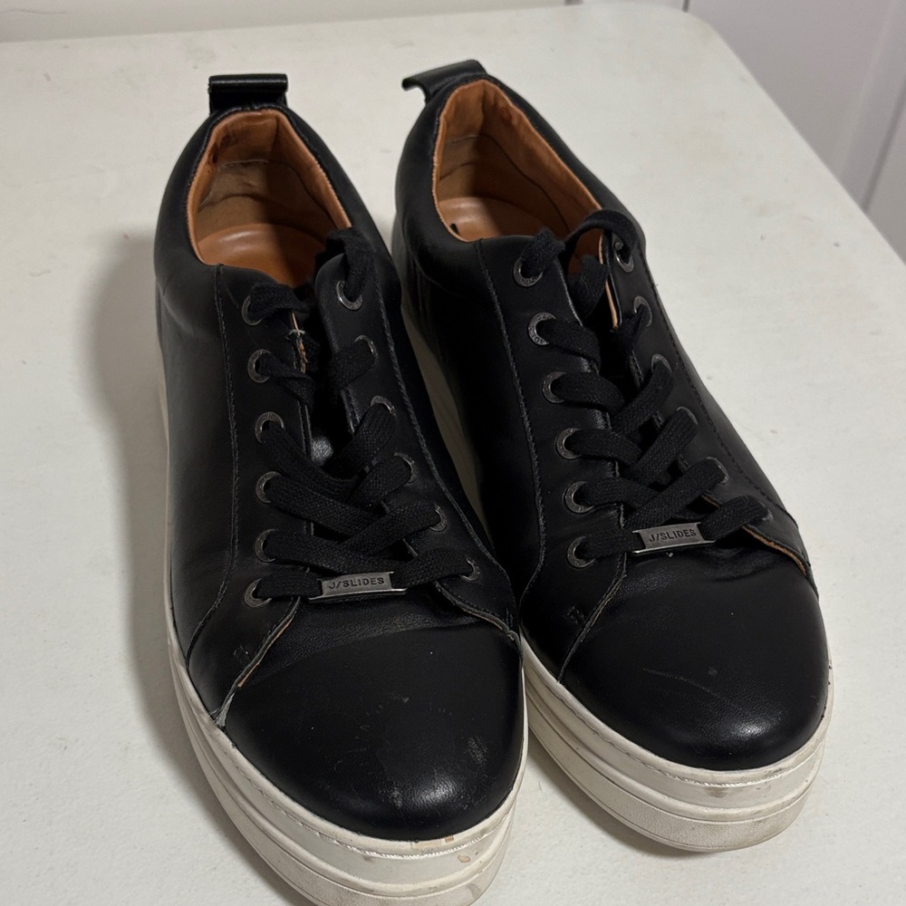 J/SLIDES Black Leather Women's Sneakers